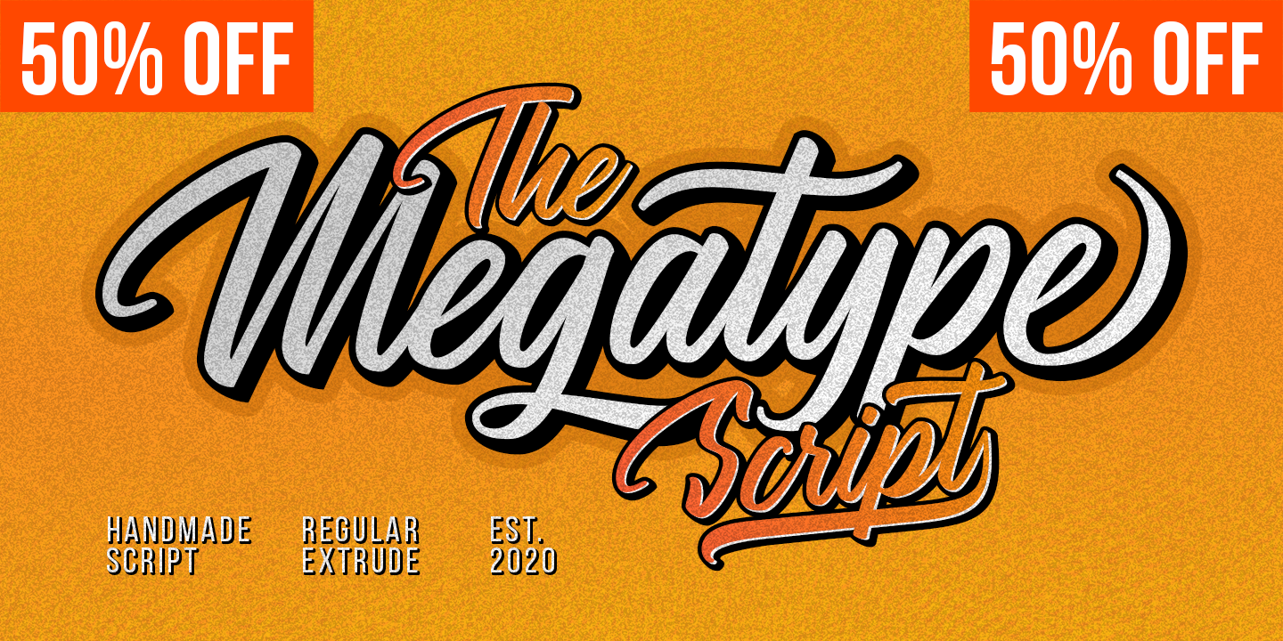 Пример шрифта Megatype Script Extrude